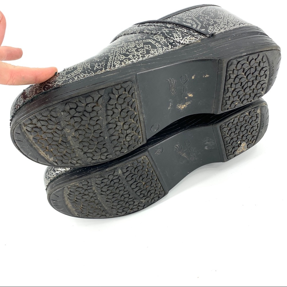 Dansko Metallic Black And Silver Clogs Size 42 - image 8